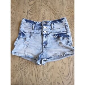 Refuge 3 Button High Waist Women's Shorts Refuge Size 6  Denim Shorts Distressed